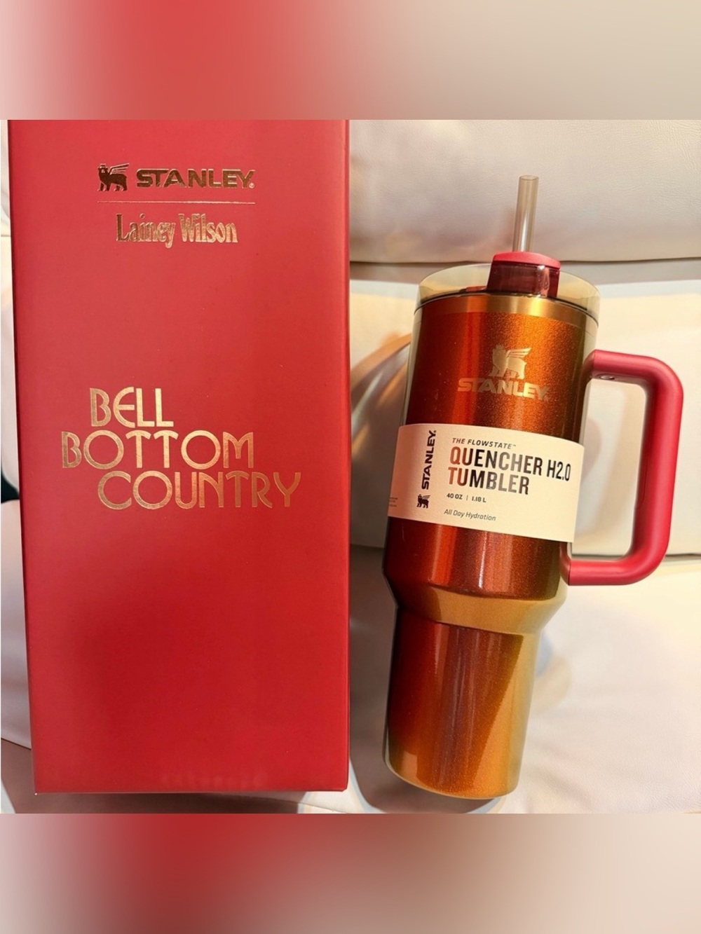 Stanley x Lainey Wilson Country Gold Quencher H2.0 Flowstate™ Tumbler - NIB 🧡🤎